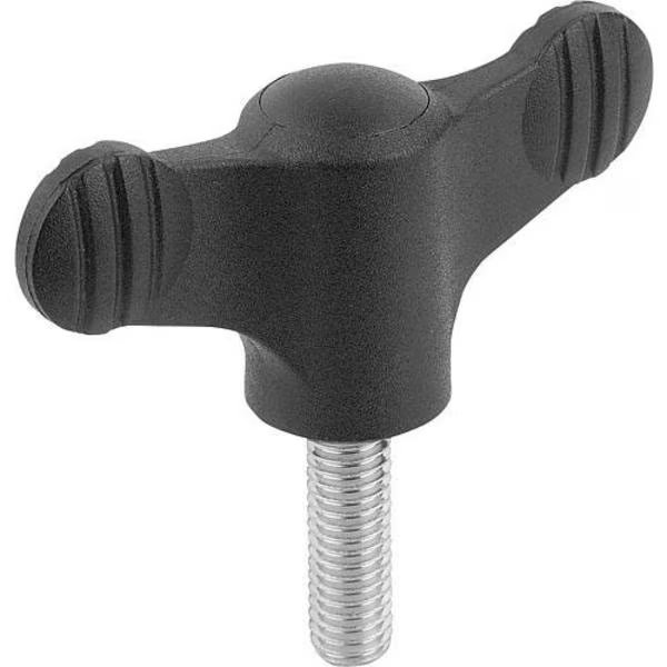 Wing grip, antistatic plastic, M6 x 20 mm external thread, steel., Kipp, Mfr#: K0274.1110624X20